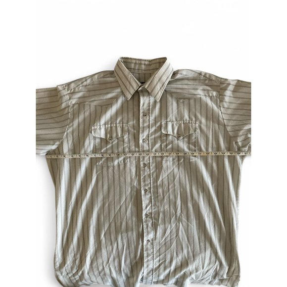 VTG Panhandle Slim Beige Striped Western Snap Button Shirt Mens 18-35 READ - Picture 7 of 9